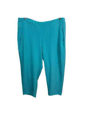 Chico’s Turquoise Cropped Pants Size 18 Stretch Pull On Capri
